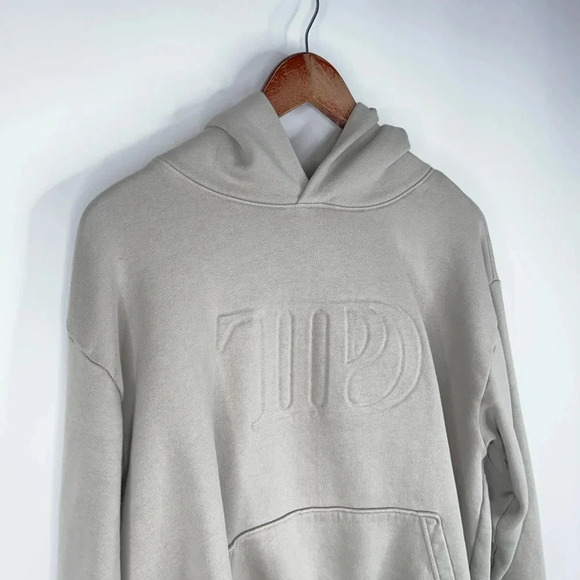 TTPD Taylor Swift Embossed Logo Sweatshirt Hoodie Beige Merch Oversized Medium - Picture 3 of 9